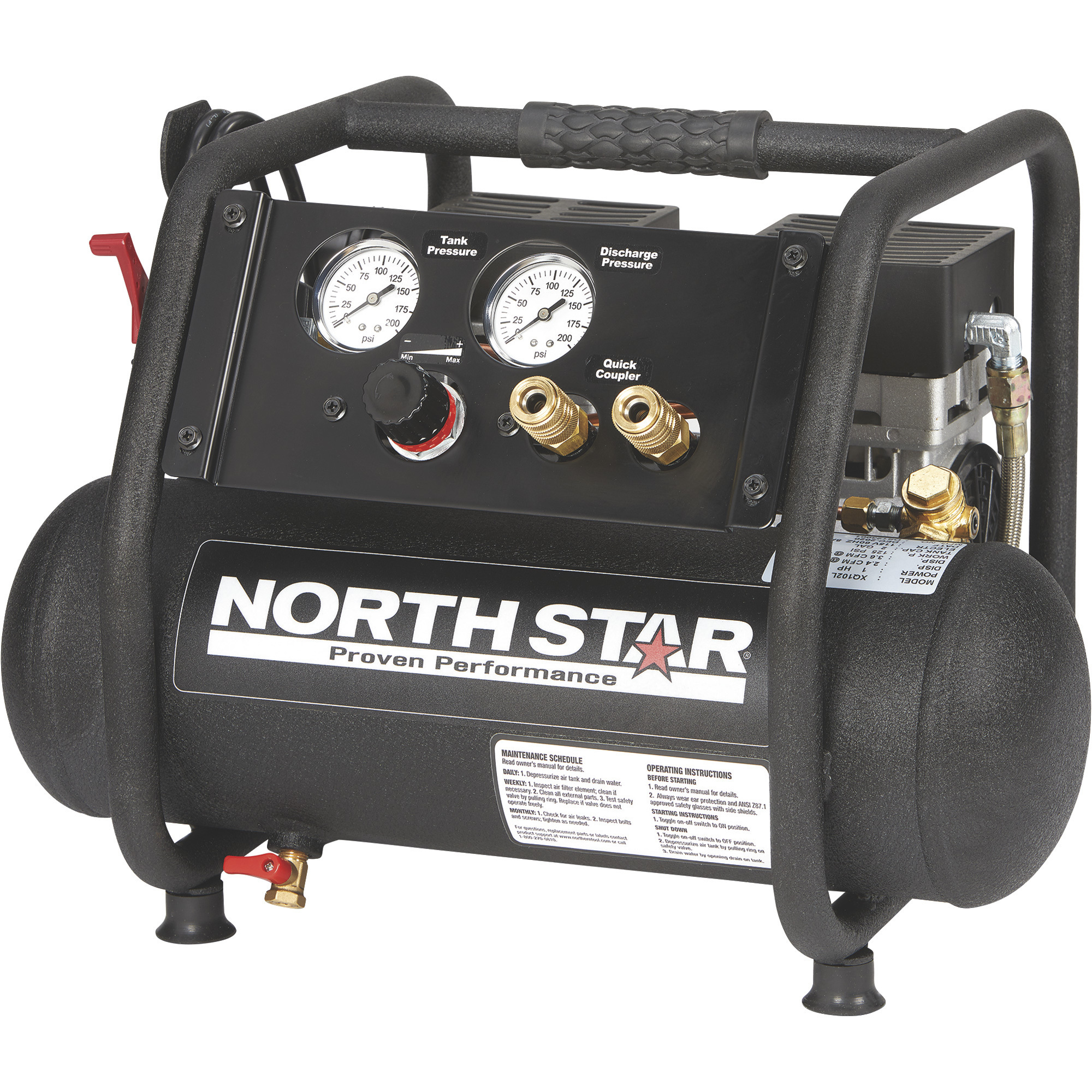 NorthStar Portable Electric Air Compressor HP Gallon Super Quiet Operation Oil Free